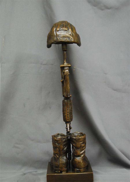 Battle Cross Fallen Soldier Small half life size bronze statue